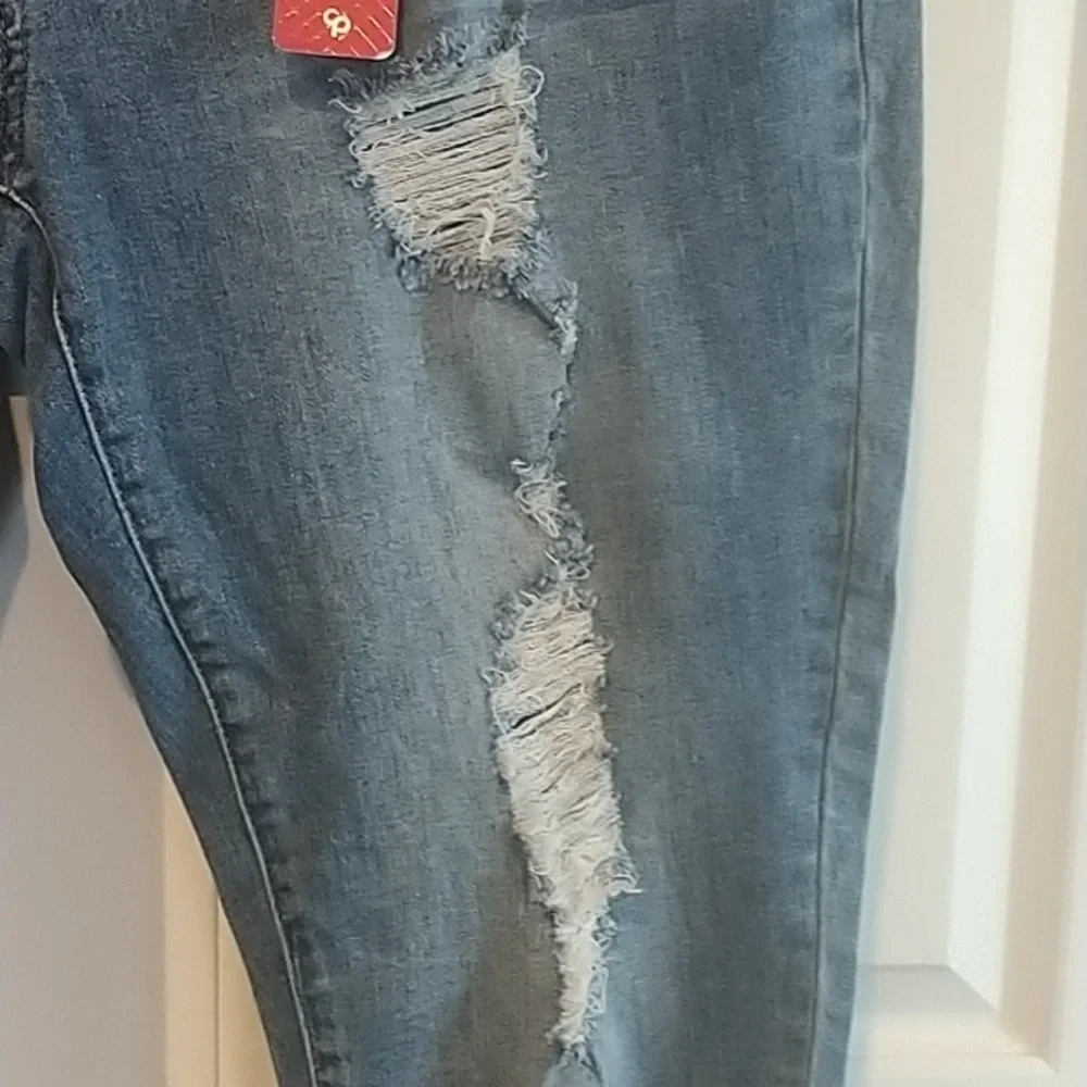 Forever 21 Celebrity Pink Skinny Distressed Raw Hem Ankle Jeans sz plus 22 - Picture 7 of 15